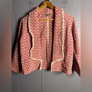 LILLA P Red Chevron Cotton Jacket.  Size Small